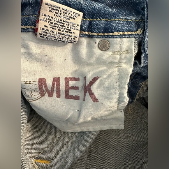 MEK Denim Acapulco Straight Jeans Medium Distressed Wash Slim Skinny Low Rise - Picture 11 of 12
